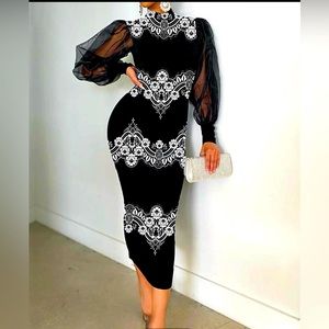 SEXY Black turtleneck maxi dress